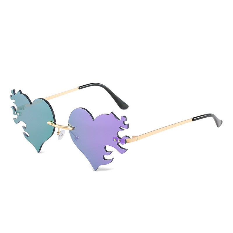 Rimless Heart Flame Sunglasses
