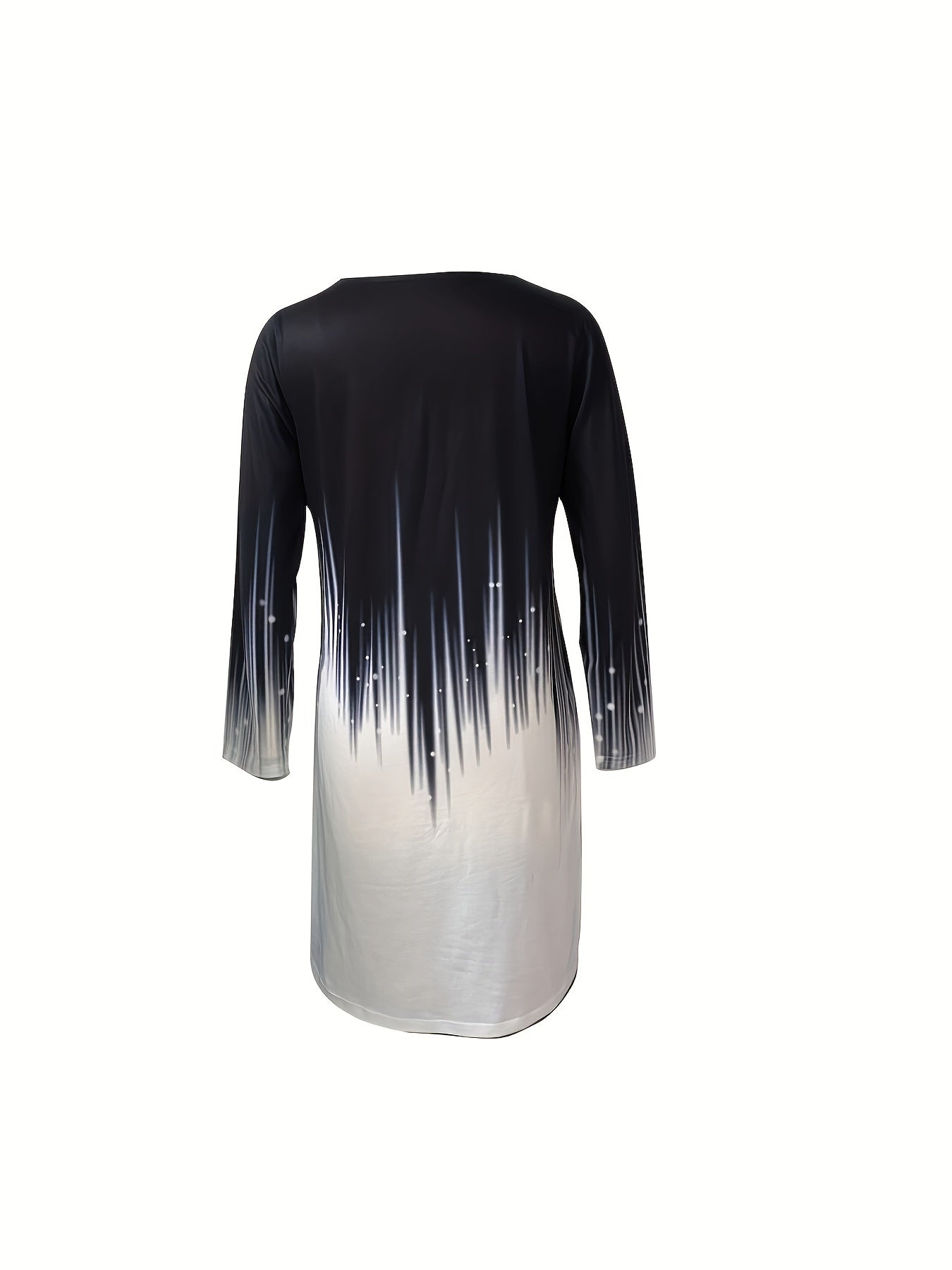 Casual Notched Neck Long Sleeve Dress Women's Clothing