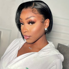 4x4 Lace Closure Short Pixie Bob Wigs Straight Bob Wig Side Part