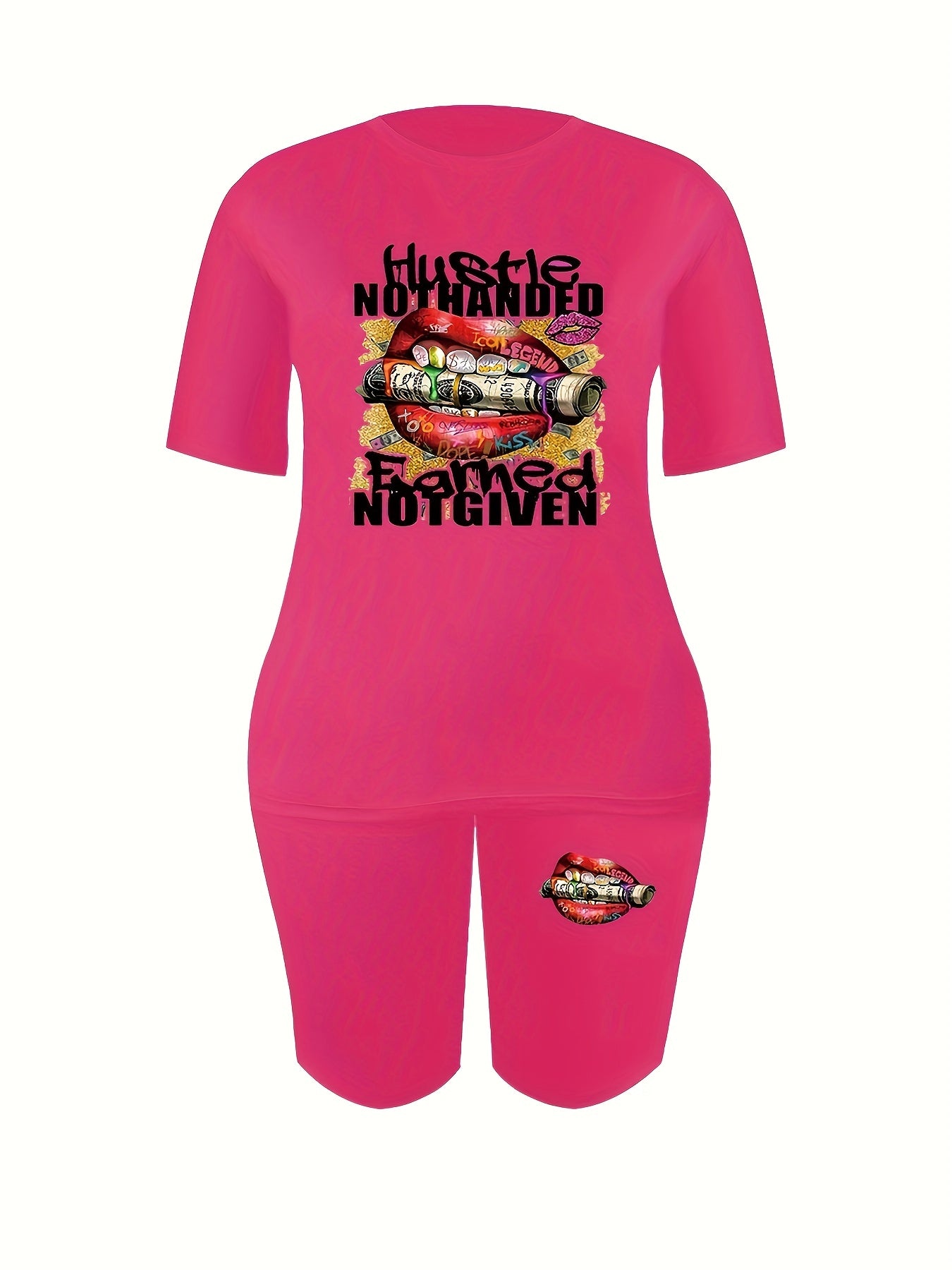 Women's Plus Graphic Tee & Shorts Two Piece Set