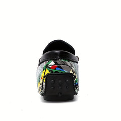 Men's Leather Loafer Slip On Shoes with Metal Decor