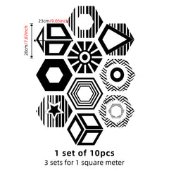 10pcs Geometric Flowers Hexagon Tile Stickers Waterproof Self-adhesive