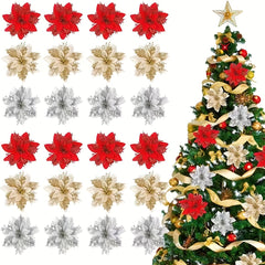 Glitter Hollow Christmas Flower Double...