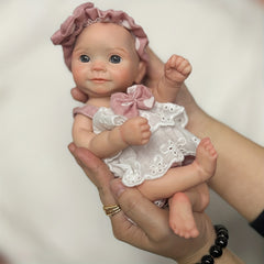 27" Silicone Reborn Girl Doll with Pink Lace Dress & Headband