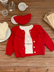 Girls' Ruffle Collar Button Sweater Coat for Fall Winter
