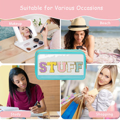 Chenille Letter Clear Makeup Bag Waterproof Glitter Cosmetic Pouch with Zipper