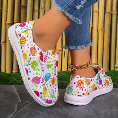 Women's Easter Eggs Print Canvas Slip-on Shoes Casual Sneakers