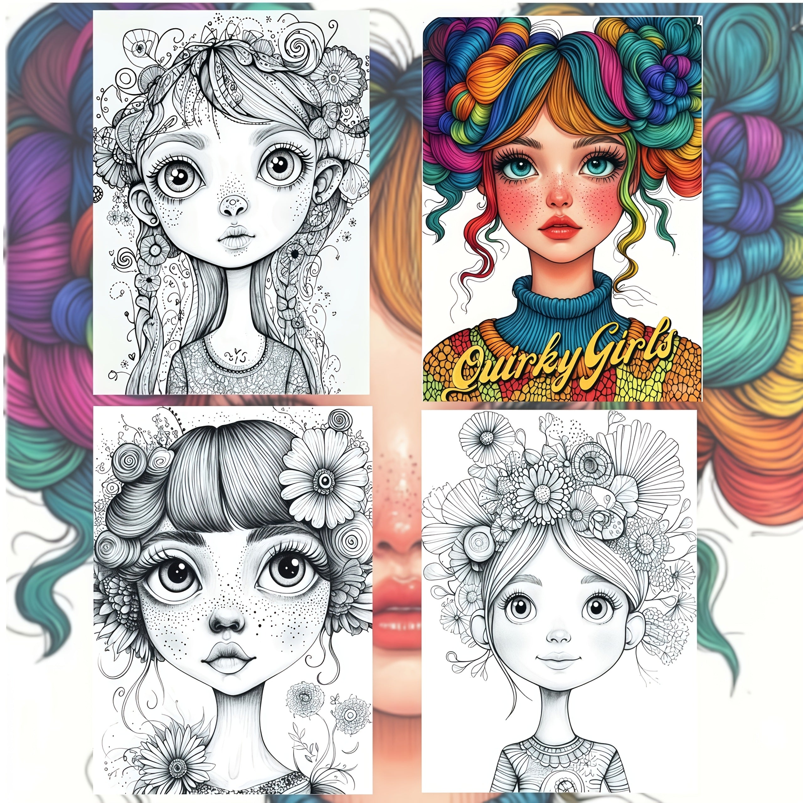 Quirky Girls Coloring World: Unique Patterns Adult Coloring Book