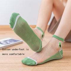 5 Pairs Funny Pattern Mesh Socks Women's Short Stockings