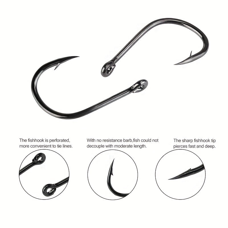 100pcs 3 12 High Carbon Steel Circle Fishing Hooks Bait Holder