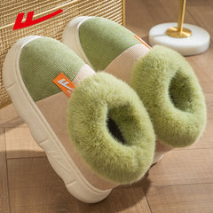 HUILI Men's Corduroy Platform Slippers