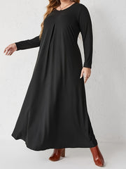 Basic Abaya Dress Long Sleeve Maxi Tee Dress
