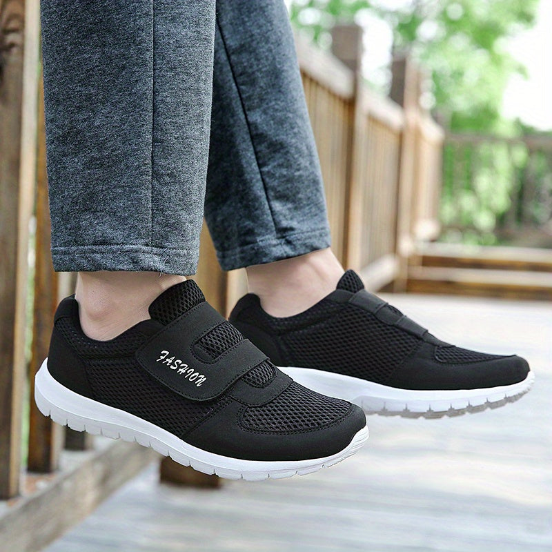 Men's Mesh Hook And Loop Casual Shoes For Jogging