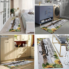 Sunflower Laundry Rug Runner Non Slip Entryway Runner Mat