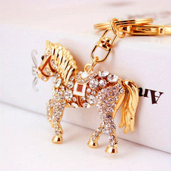 Zodiac Rhinestone Pony Keychain Horse Car Keychain Female Bag Accessories
