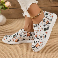 Halloween Pumpkin Print Lightweight Skate Shoes