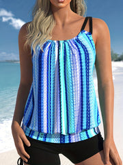 Striped Tankini Set Women's Two Piece Swimsuit