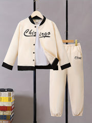 Boy's Letter Print 2pcs Casual Shirt & Sweatpants Set
