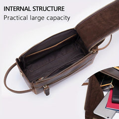 Leather Clutch Bag for Business Trip - Travel Toiletry Handbag