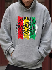 Skateboard Print Hoodie Men's Casual Sweatshirt