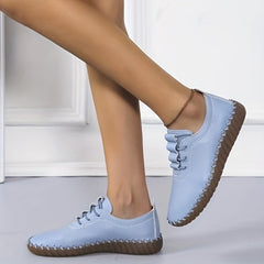 Women's Solid Flat Shoes Comfortable Closed Toe Lace Up Shoes
