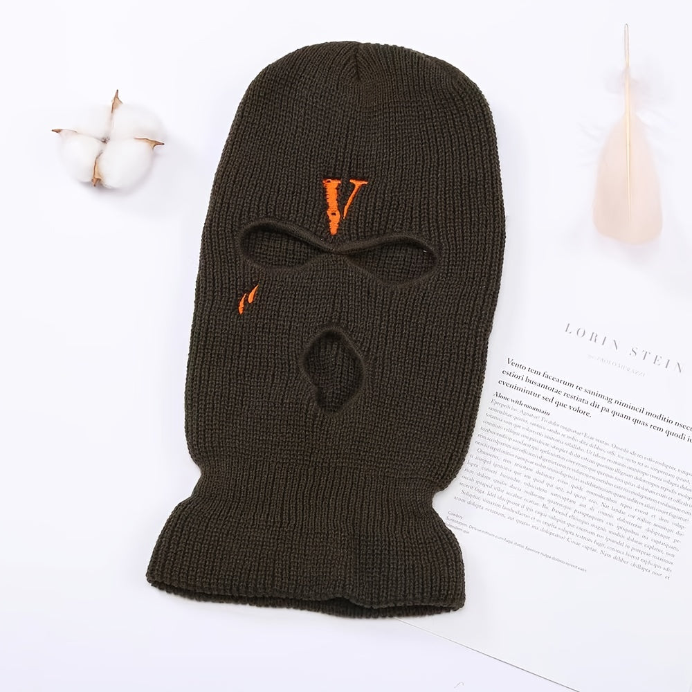 Winter Embroidered Wrap Head Wool Knitted Hat