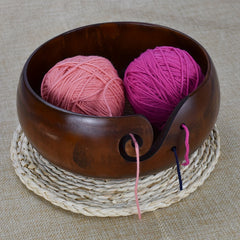 Wooden Yarn Bowl with Holes Crochet Holder Storage Bowls for Knitting