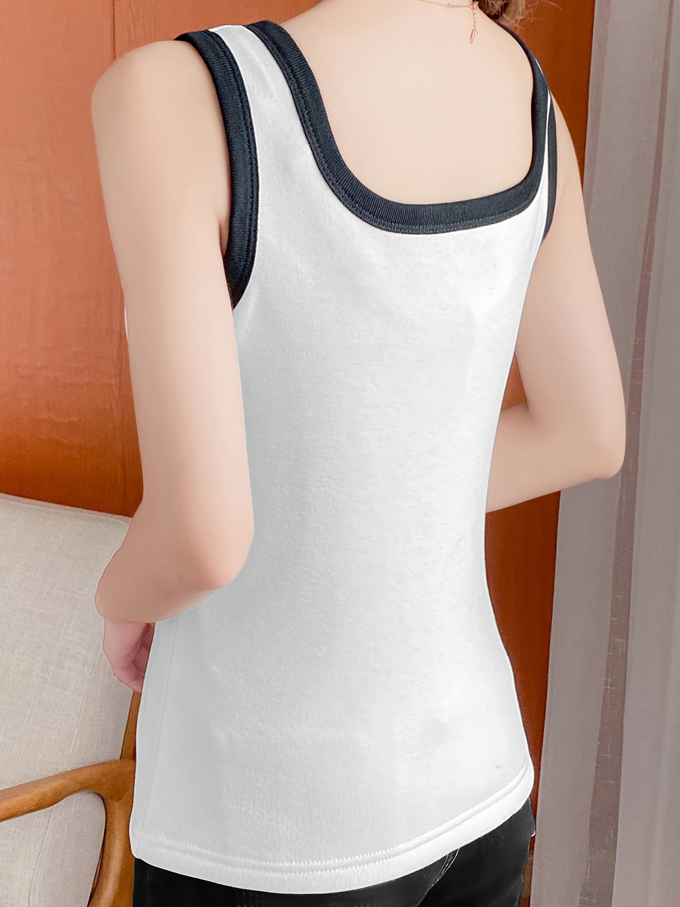 Colorblock Trim Thermal Top Sleeveless