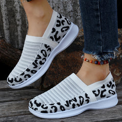 Leopard Print Breathable Walking Shoes Slip-on Sneakers