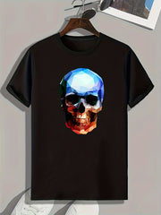 Skull Pattern Print Men's Sports T-shirt Outdoor Clothes Fitness Gift