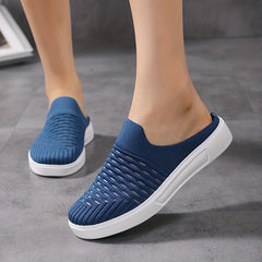 Women's Breathable Knit Mule Sneakers Lightweight Slip On Shoes