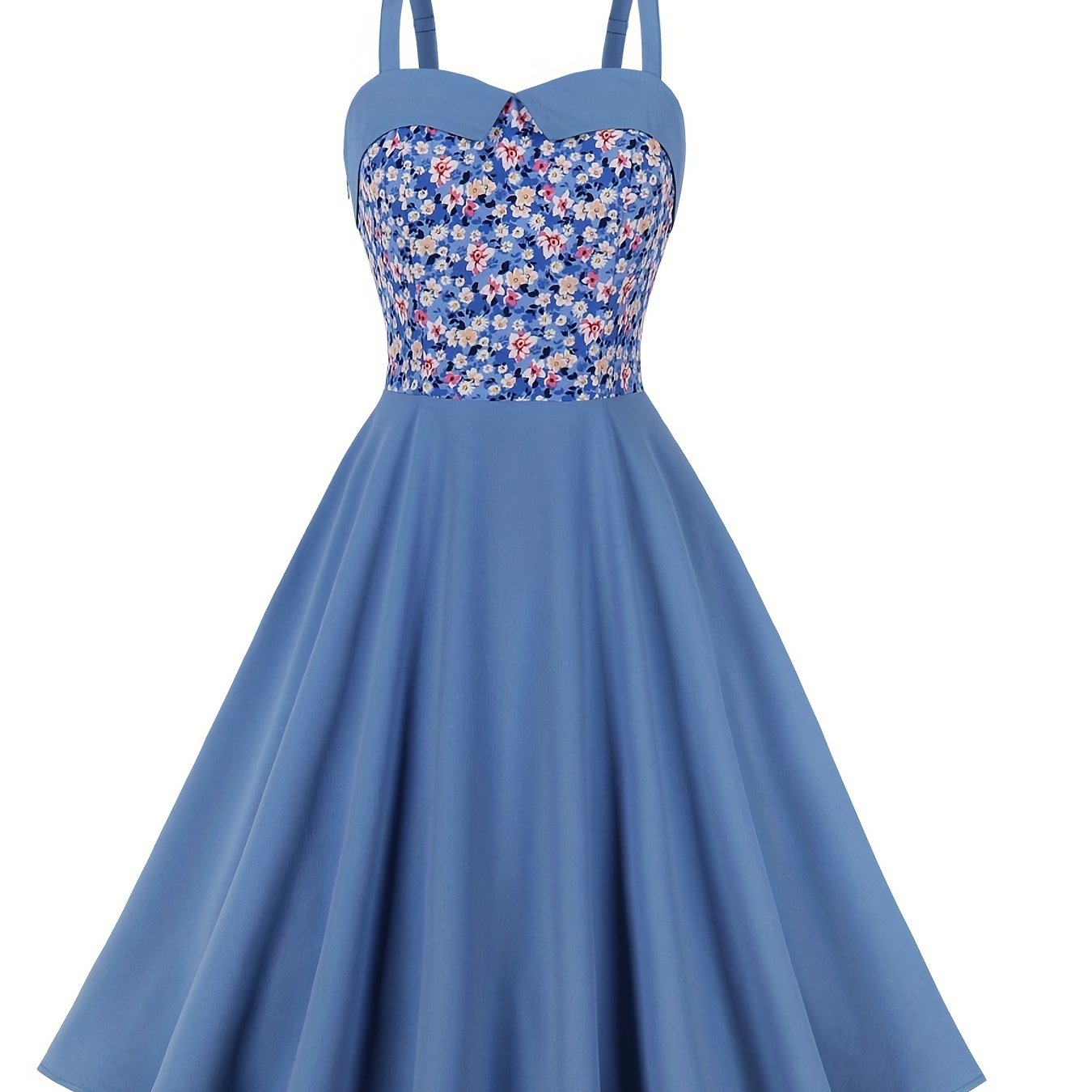 Colorblock Floral Print Maxi Cami Dress
