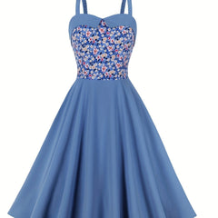 Colorblock Floral Print Maxi Cami Dress