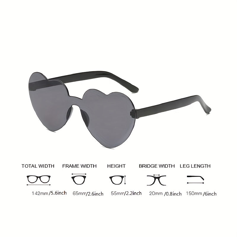 Y2K Heart Sunglasses Clear Frame UV400