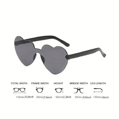 Y2K Heart Sunglasses Clear Frame UV400