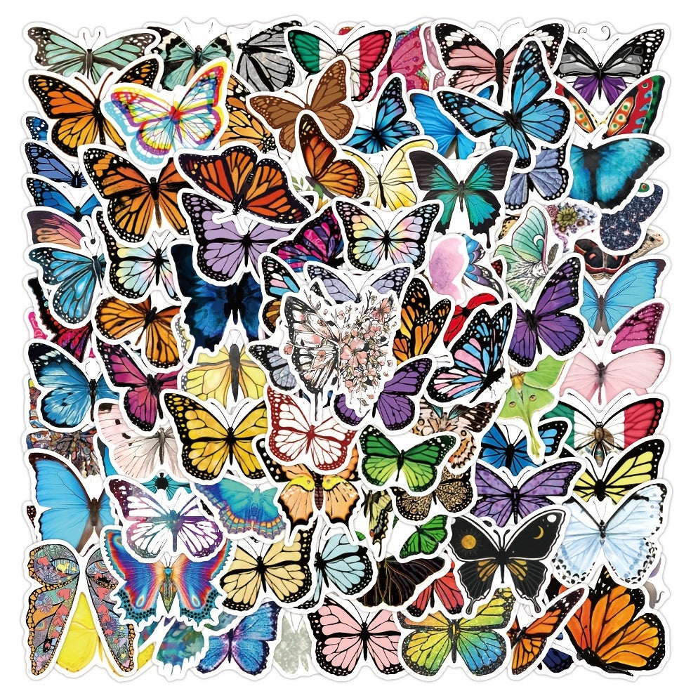 100pcs Butterfly Doodle Waterproof Stickers for Laptop Luggage