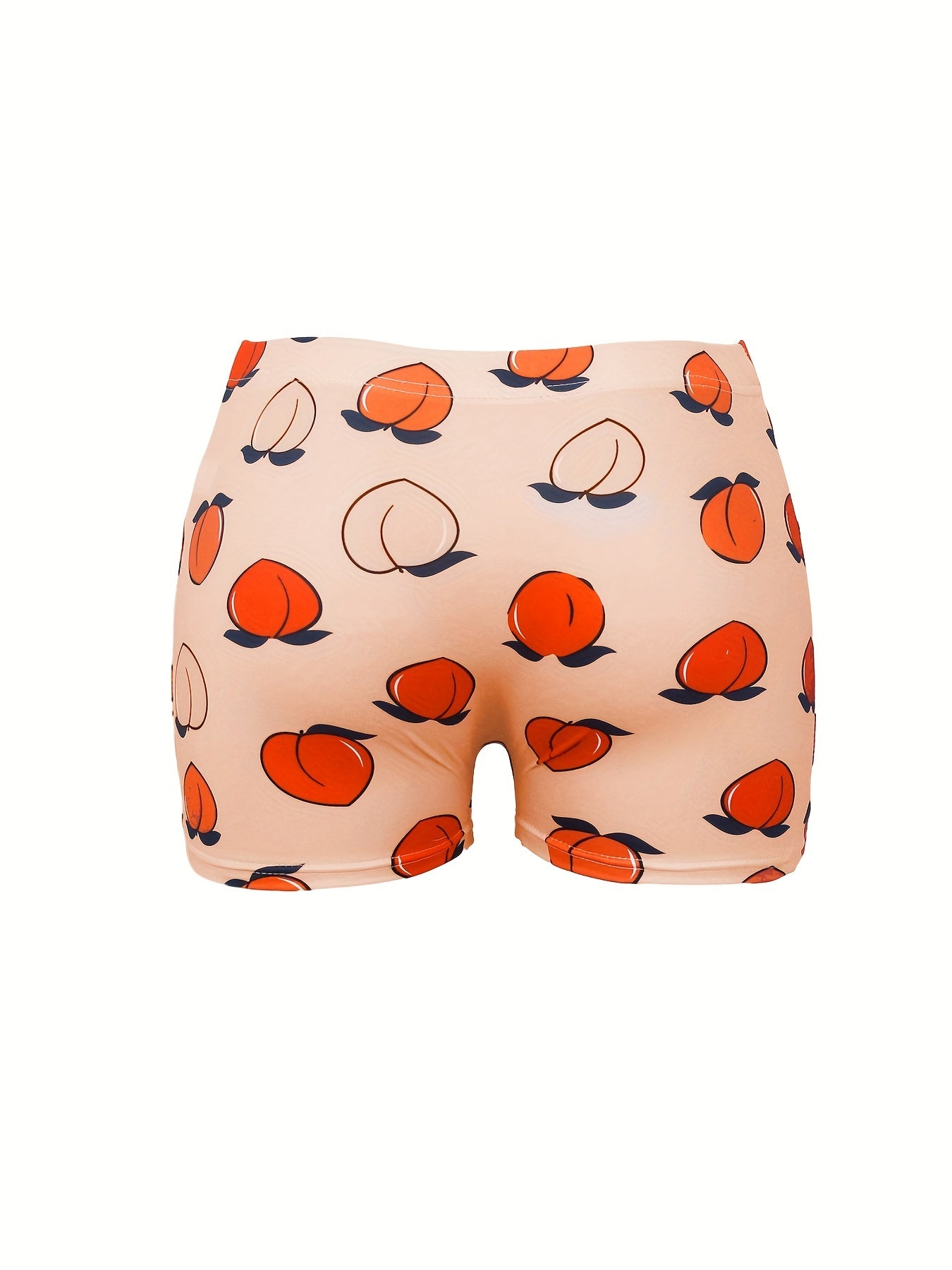 Peach Print Skinny Yoga Shorts for Women