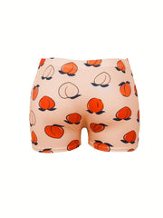 Peach Print Skinny Yoga Shorts for Women