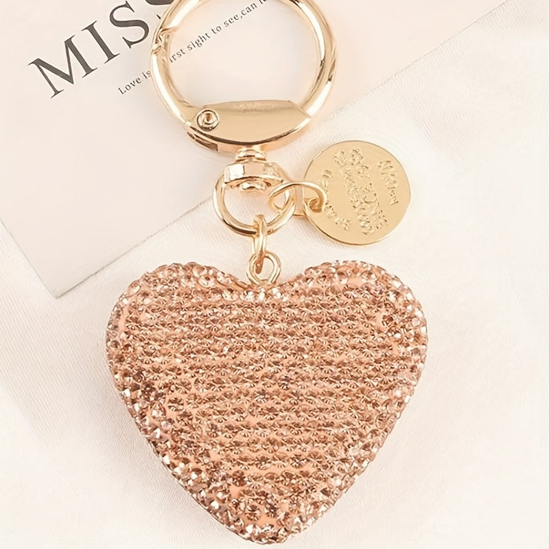 Love Car Keychain For Men Creative Diamond Set Love Earphone Case Bag Pendant