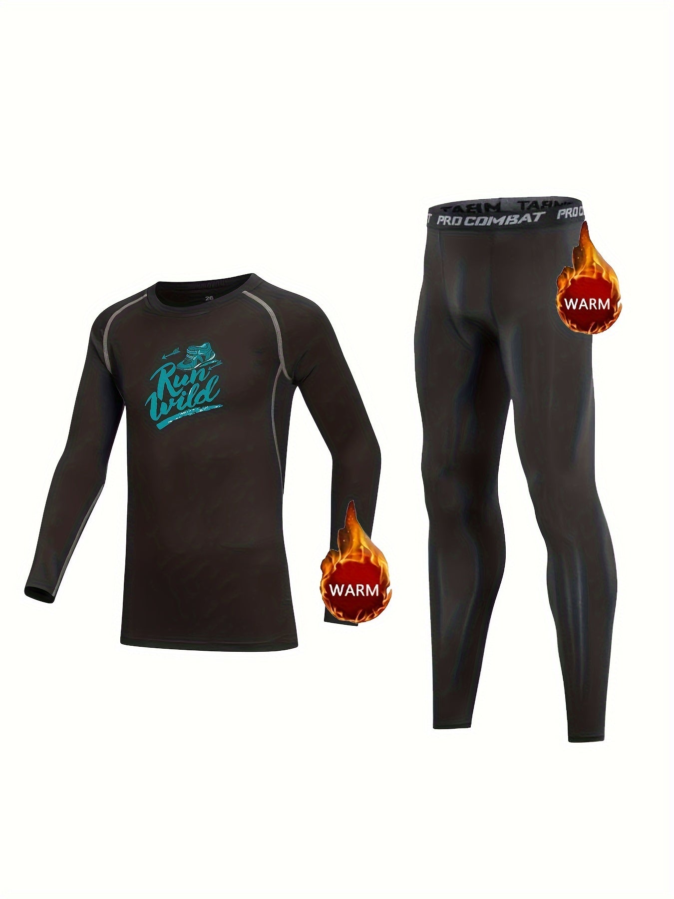 Kids Compression Fleece Sets Crew Neck Pullover Matching Pants