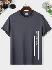 Men's Letters Round Neck Tee Short Sleeve Casual T Shirt