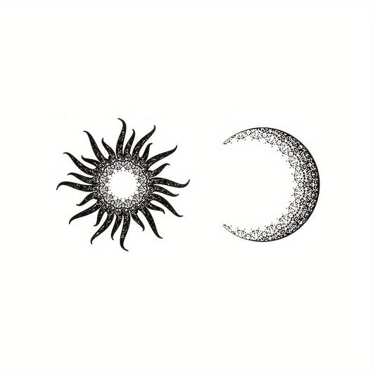 Sun & Moon Together Waterproof Tattoo Sticker