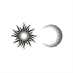 Sun & Moon Together Waterproof Tattoo Sticker