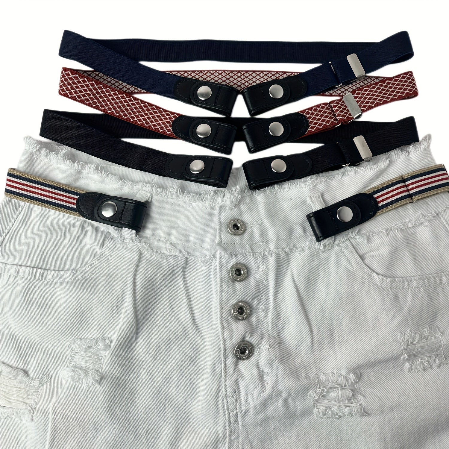 Polyester Elastic Waist Belt - Stylish Casual No Buckle Plated Belt