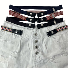 Polyester Elastic Waist Belt - Stylish Casual No Buckle Plated Belt