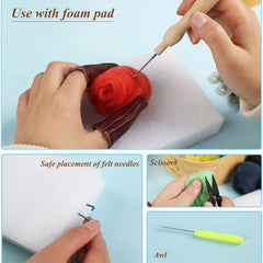 4pcs Needle Felting Kit with Wool Roving Beginner Set for Craft Animal Decor