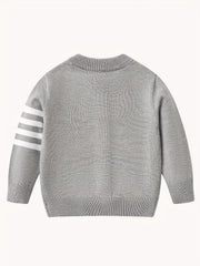 Toddler Boys Striped Knit Cardigan Thermal Sweater