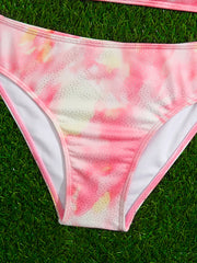 Girl's Tie Dye Bikini Set Ruffle Decor Sequin Cami Top & Briefs