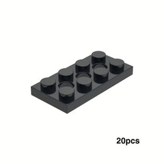 20pcs Low Brick 3709 2X4 w/ 3 Hole Plate Assembly Parts for Kids