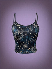 Halloween Star Moon Sun Cami Top Sleeveless Summer Tank
